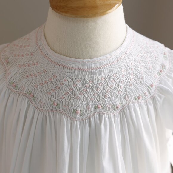 Feltman Brothers White Bishop Dress Smocked Embroidery Special Occasion NEW - Picture 3 of 6